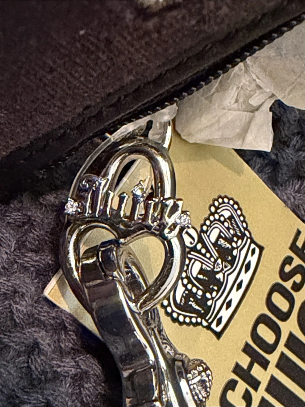 Juicy Couture Brown Suede Logo Wristlet with Gold Charm